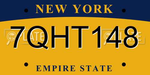 7QHT148 New York License Plate