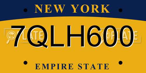 7QLH600 New York License Plate