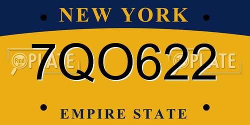 7QO622 New York License Plate