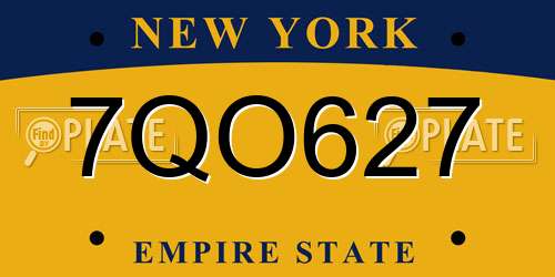 7QO627 New York License Plate