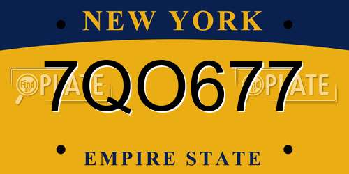 7QO677 New York License Plate