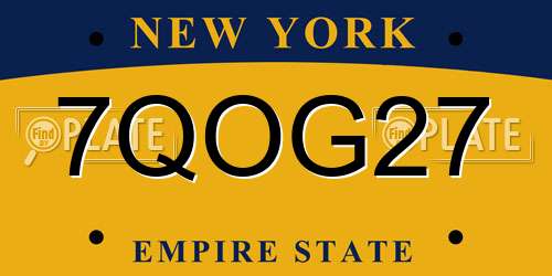 7QOG27 New York License Plate