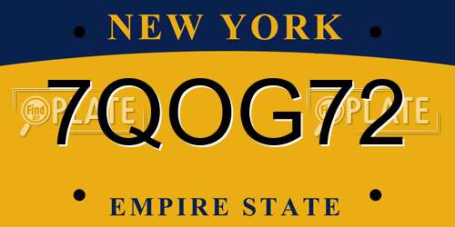 7QOG72 New York License Plate