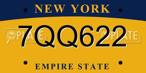 7QQ622 New York License Plate