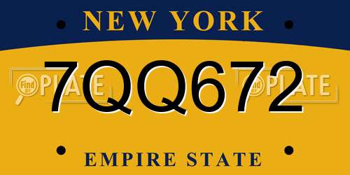7QQ672 New York License Plate