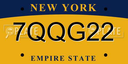 7QQG22 New York License Plate