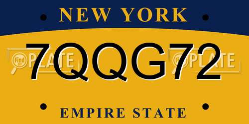 7QQG72 New York License Plate
