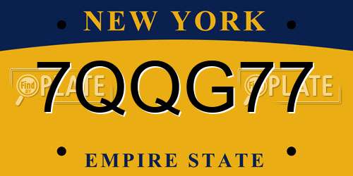 7QQG77 New York License Plate