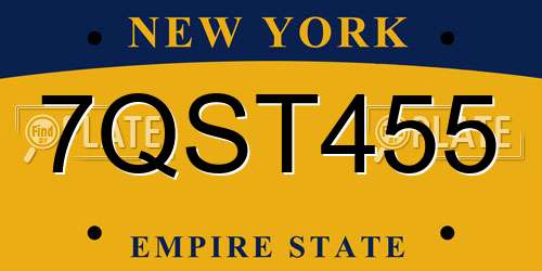 7QST455 New York License Plate