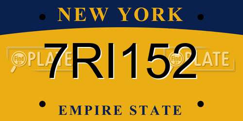 7RI152 New York License Plate