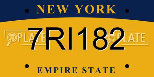 7RI182 New York License Plate