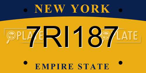7RI187 New York License Plate