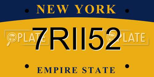 7RII52 New York License Plate