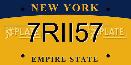 7RII57 New York License Plate
