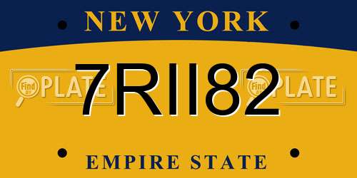 7RII82 New York License Plate