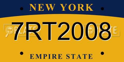 7RT2008 New York License Plate