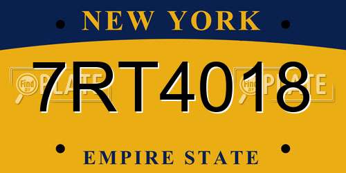 7RT4018 New York License Plate