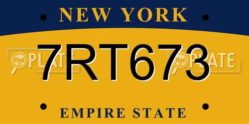 7RT673 New York License Plate