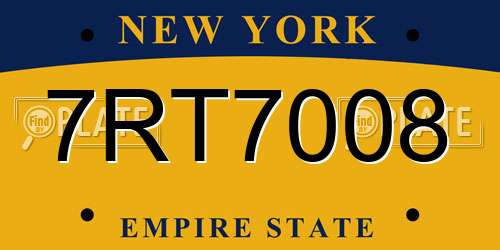7RT7008 New York License Plate