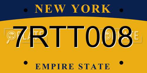 7RTT008 New York License Plate