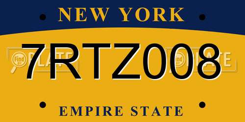7RTZ008 New York License Plate