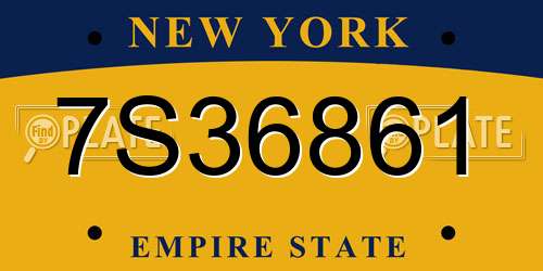 7S36861 New York License Plate