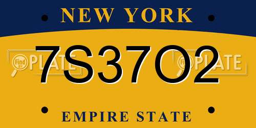 7S37O2 New York License Plate