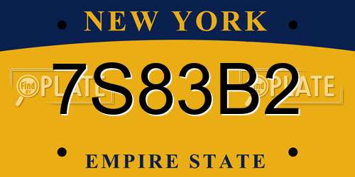 7S83B2 New York License Plate