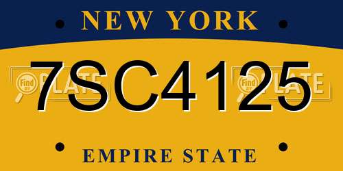 7SC4125 New York License Plate