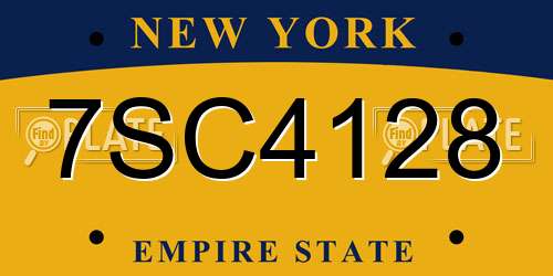 7SC4128 New York License Plate