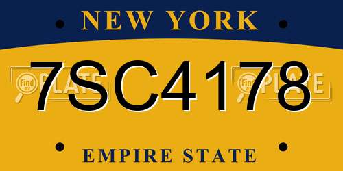 7SC4178 New York License Plate