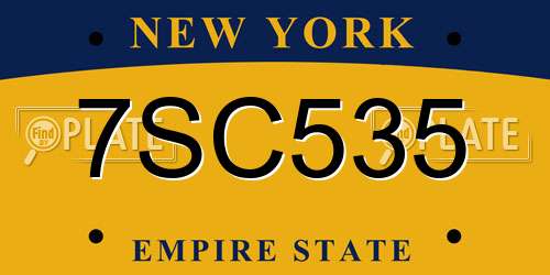 7SC535 New York License Plate