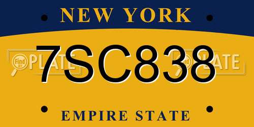 7SC838 New York License Plate