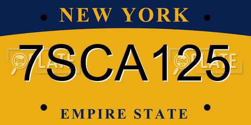 7SCA125 New York License Plate