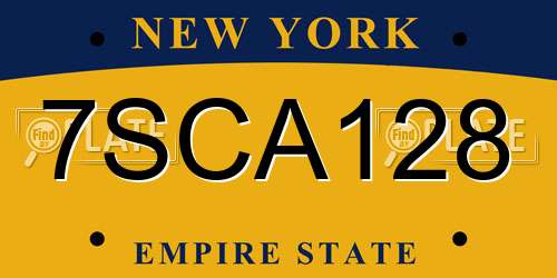 7SCA128 New York License Plate