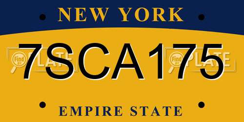 7SCA175 New York License Plate