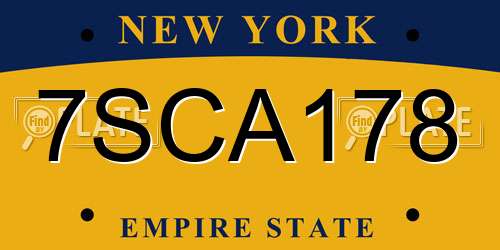 7SCA178 New York License Plate