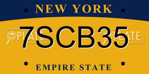 7SCB35 New York License Plate