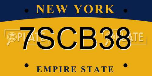 7SCB38 New York License Plate