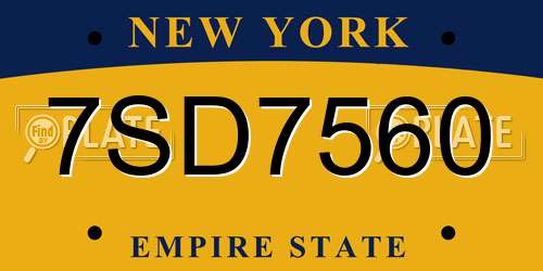 7SD7560 New York License Plate