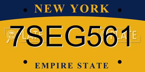 7SEG561 New York License Plate