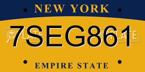7SEG861 New York License Plate