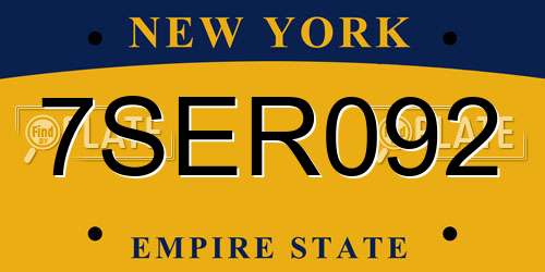 7SER092 New York License Plate