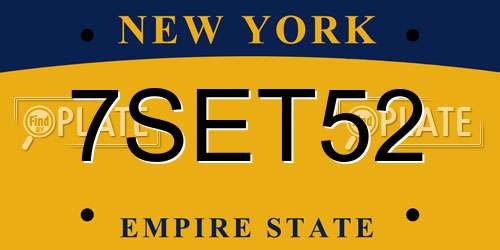 7SET52 New York License Plate