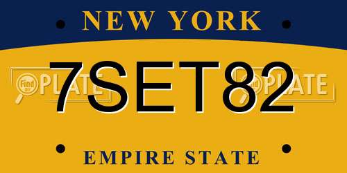 7SET82 New York License Plate