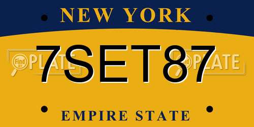 7SET87 New York License Plate