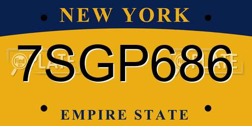 7SGP686 New York License Plate