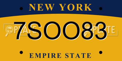 7SOO83 New York License Plate