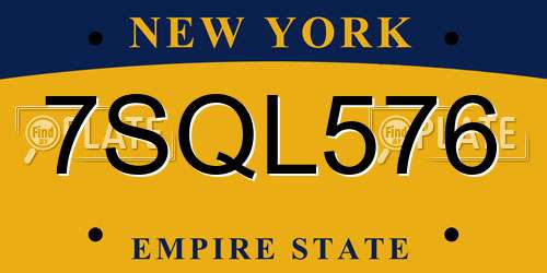 7SQL576 New York License Plate