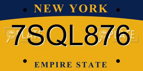 7SQL876 New York License Plate